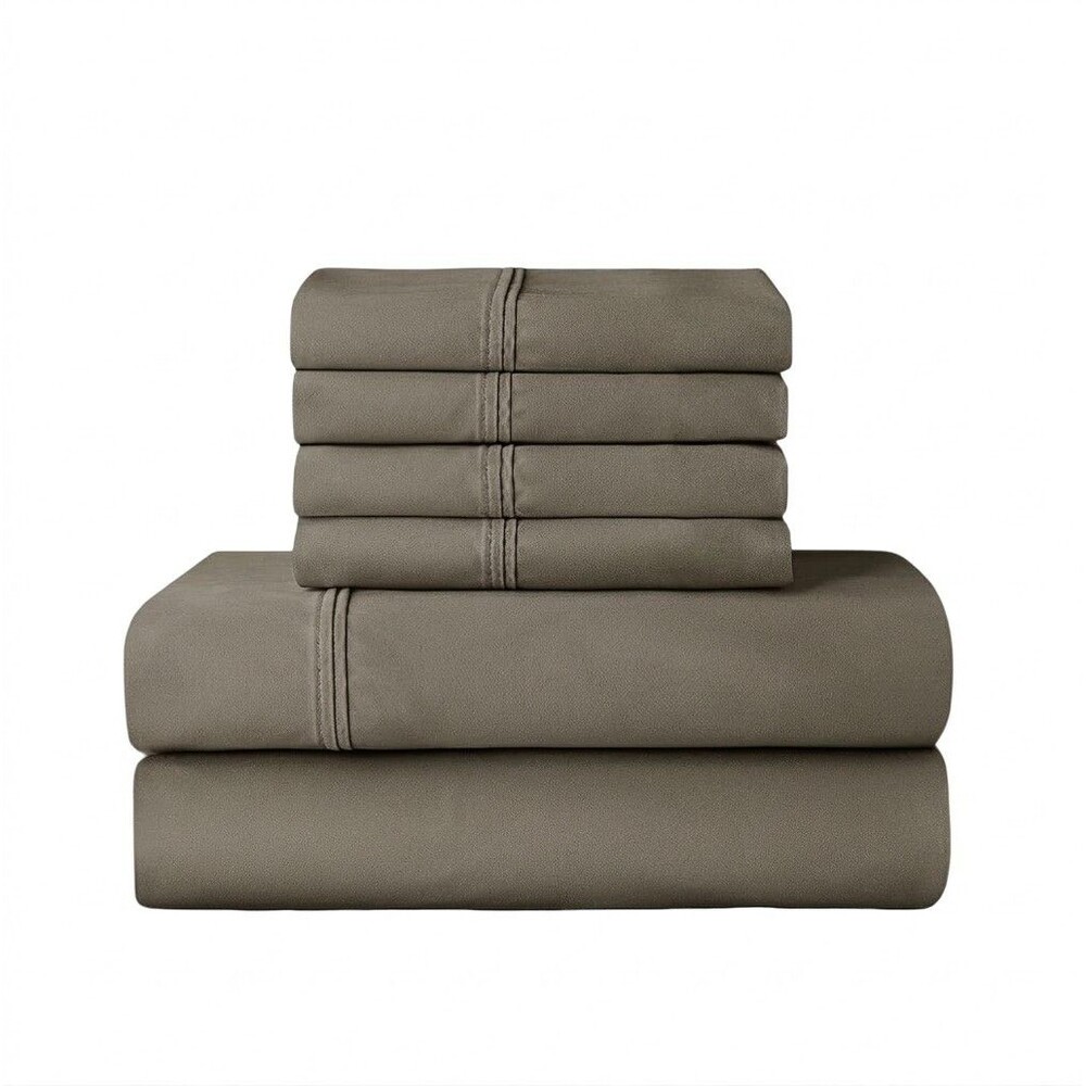 6 Piece Sheet Set. Grey Bisquet , Hotel Premier Collection Egyptian Cotton QUEEN